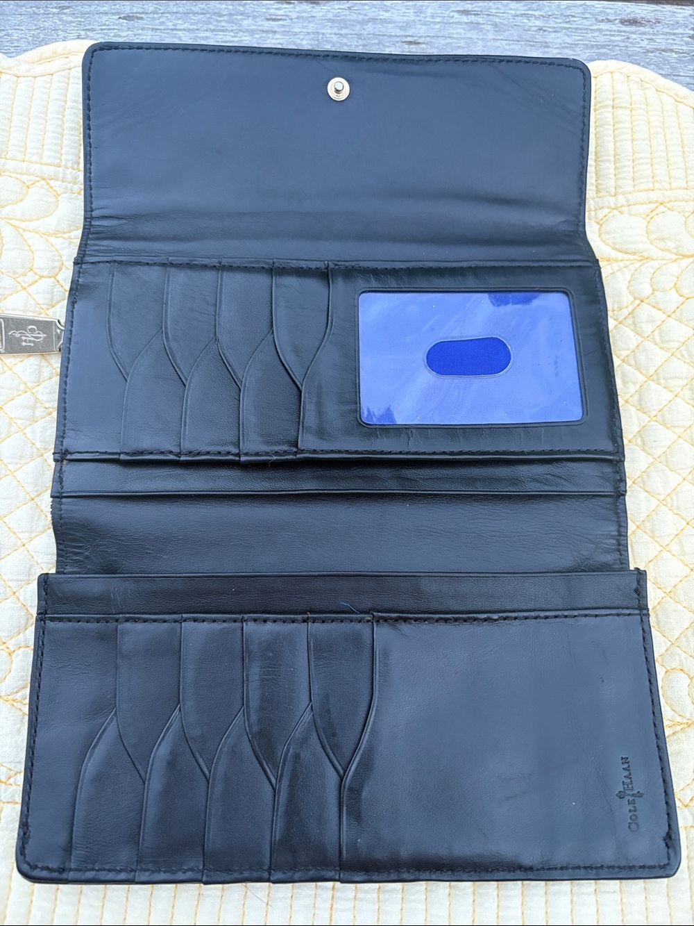 Cole Haan Black Leather Zip Wallet with Silver Hardware - Picture 2 of 8